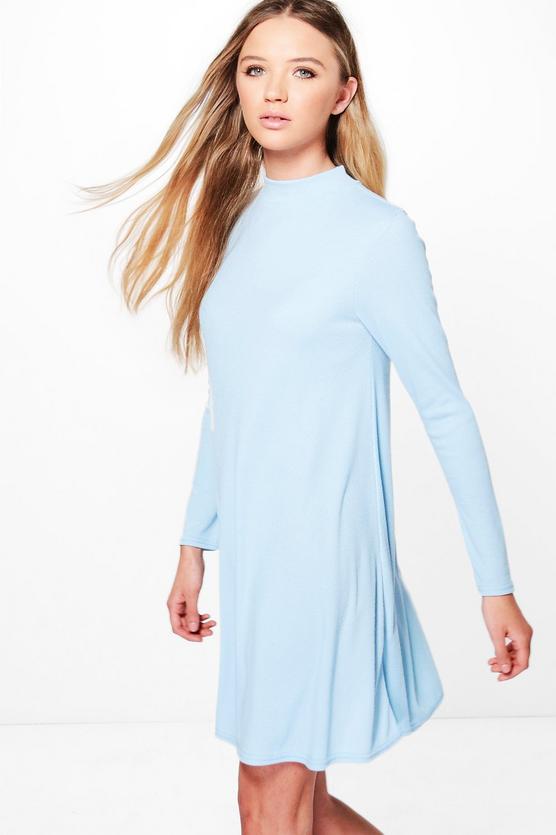 Diana Turtle Neck Rib Knit Swing Dress